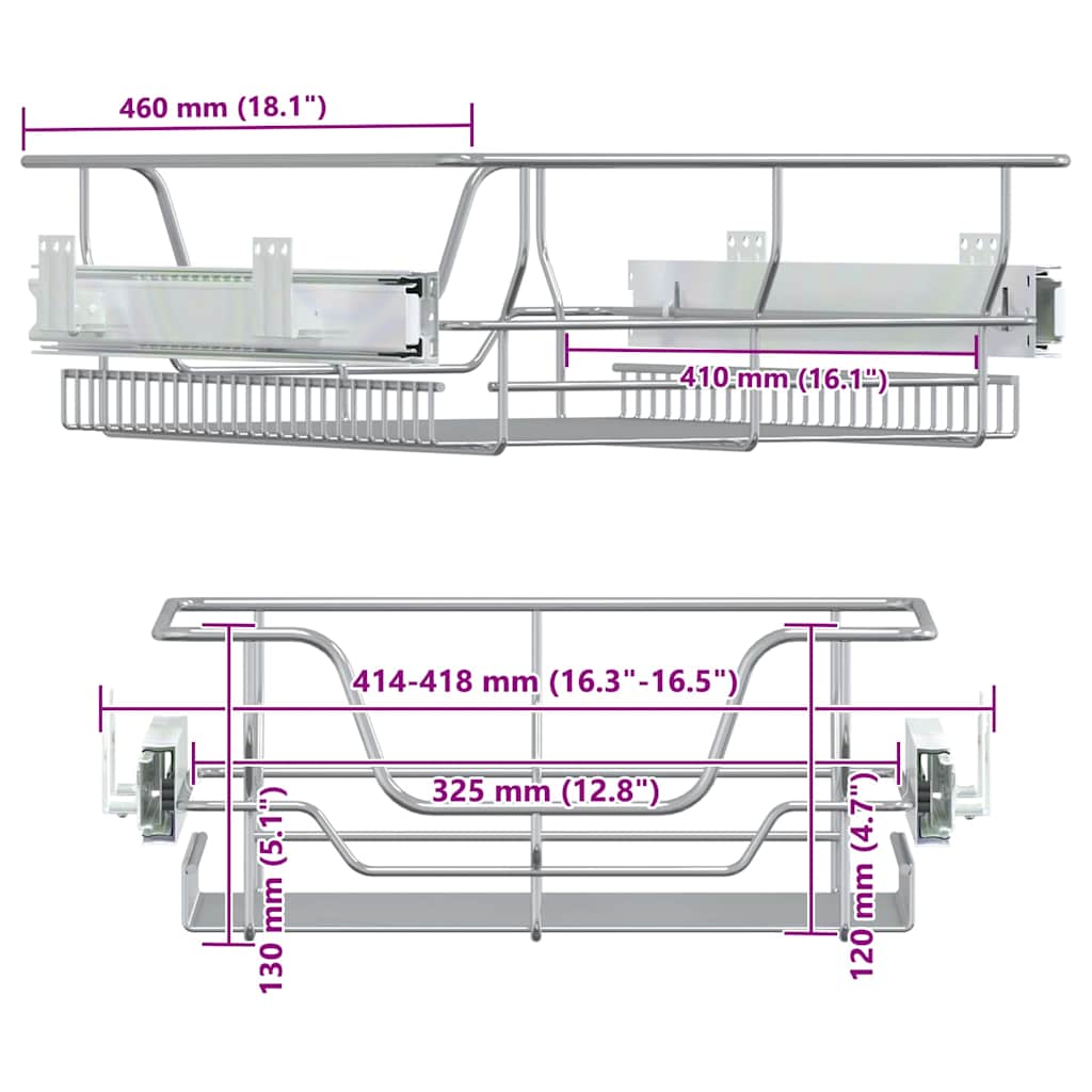 Draadmanden uittrekbaar 2 st 45 cm zilverkleurig is nu te koop bij PeponiXL, paradijselijk wonen!