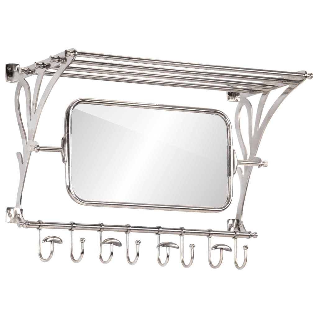 Bagagerek met kleerhangers en spiegel wandmontage aluminium is nu te koop bij PeponiXL, paradijselijk wonen!
