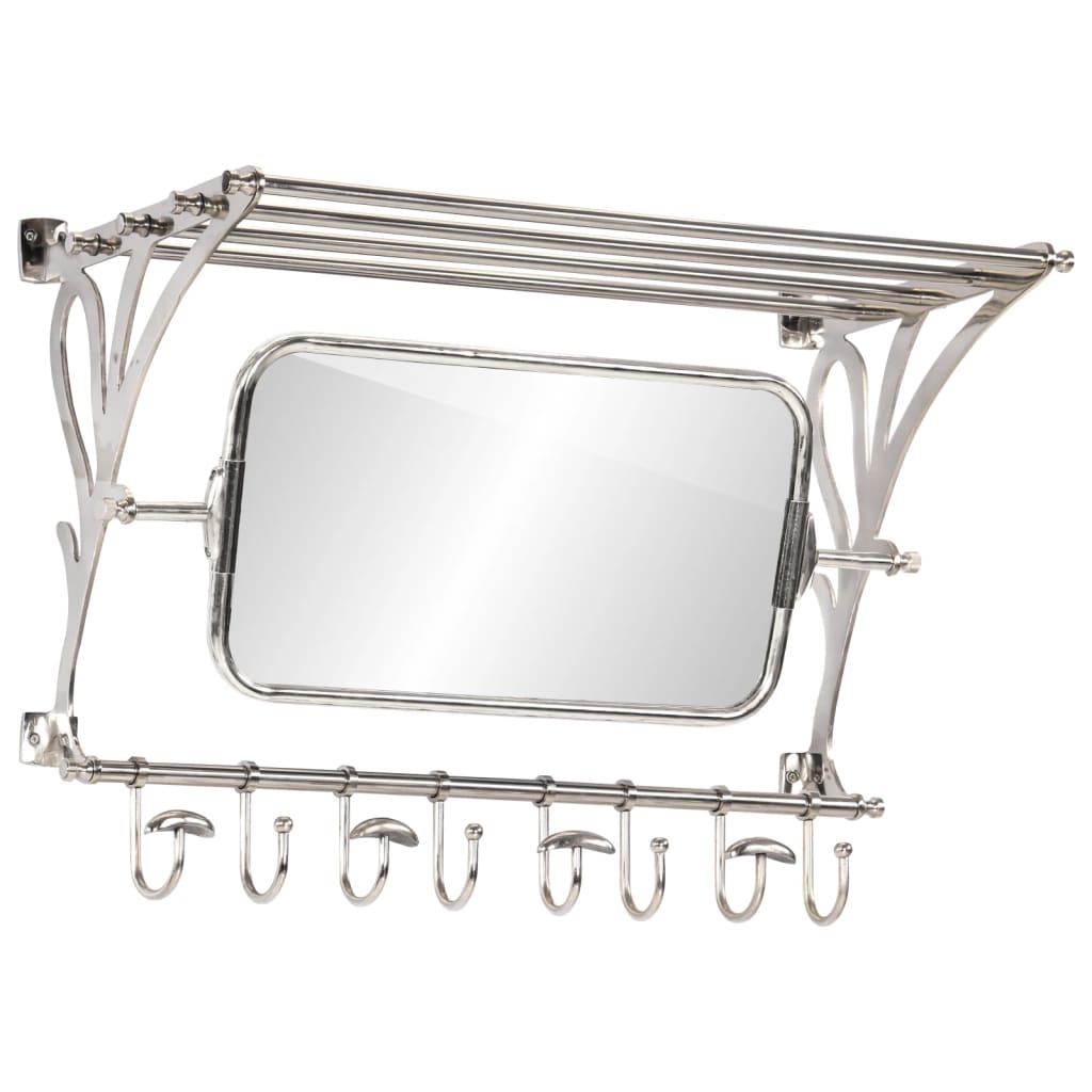 Bagagerek met kleerhangers en spiegel wandmontage aluminium is nu te koop bij PeponiXL, paradijselijk wonen!