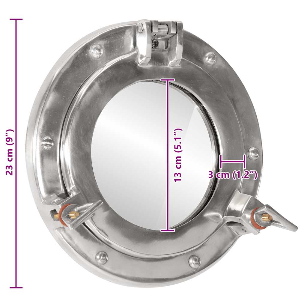 Wandspiegel patrijspoort Ø23 cm aluminium en glas is nu te koop bij PeponiXL, paradijselijk wonen!