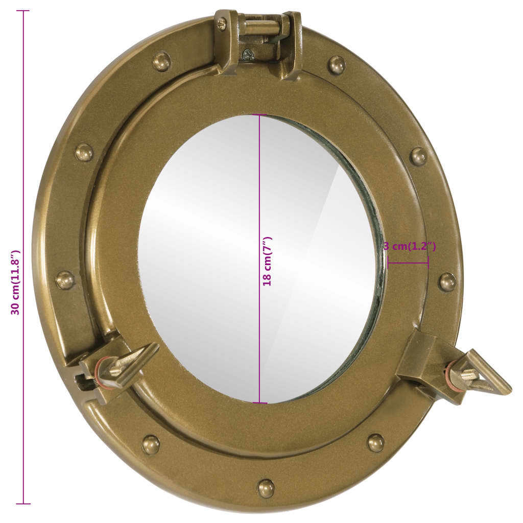 Wandspiegel patrijspoort Ø30 cm aluminium en glas is nu te koop bij PeponiXL, paradijselijk wonen!