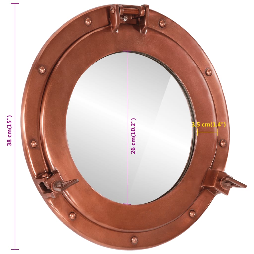 Wandspiegel patrijspoort Ø38 cm aluminium en glas is nu te koop bij PeponiXL, paradijselijk wonen!