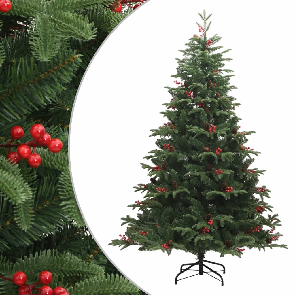 Kunstkerstboom met scharnieren dennenappels en bessen 210 cm is nu te koop bij PeponiXL, paradijselijk wonen!