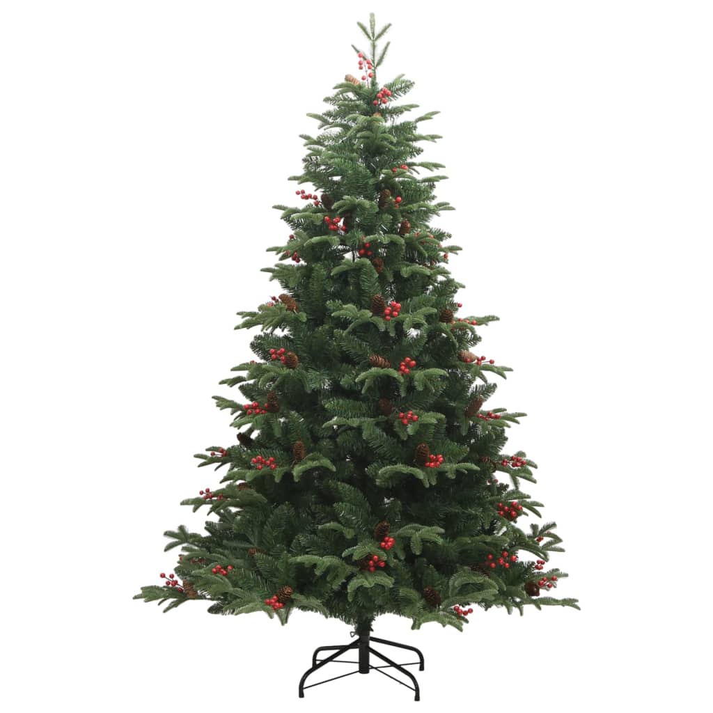 Kunstkerstboom met scharnieren dennenappels en bessen 210 cm is nu te koop bij PeponiXL, paradijselijk wonen!