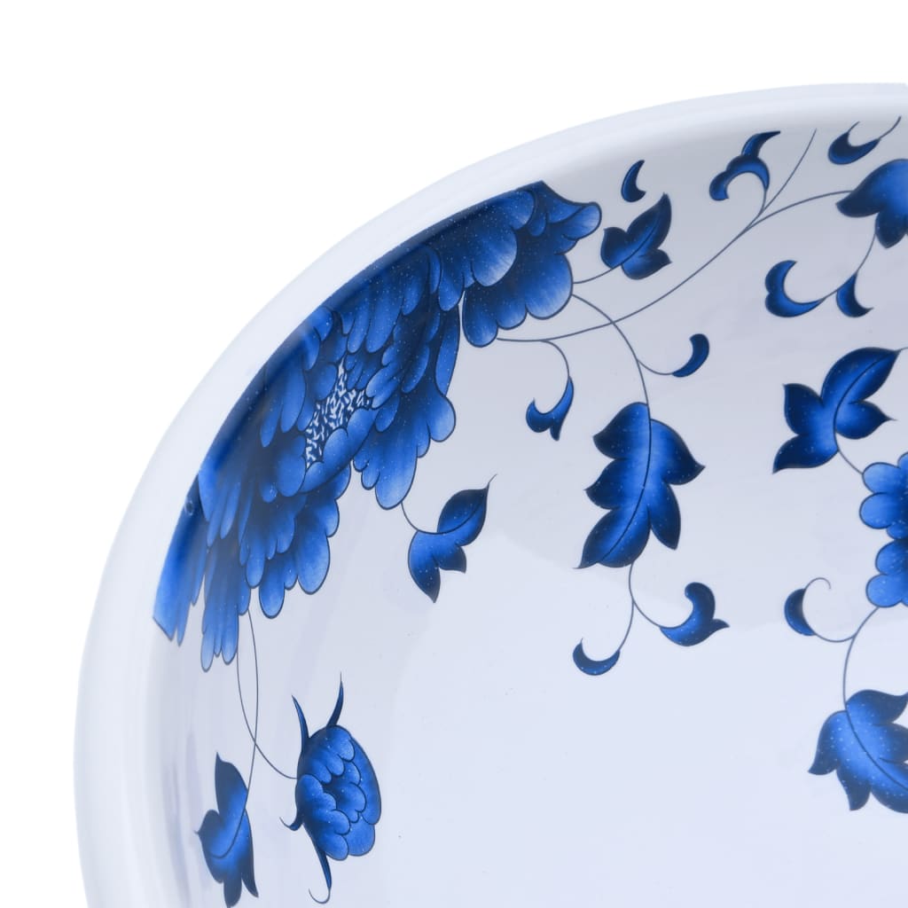 Opzetwasbak rond Φ41x14 cm keramiek wit en blauw is nu te koop bij PeponiXL, paradijselijk wonen!