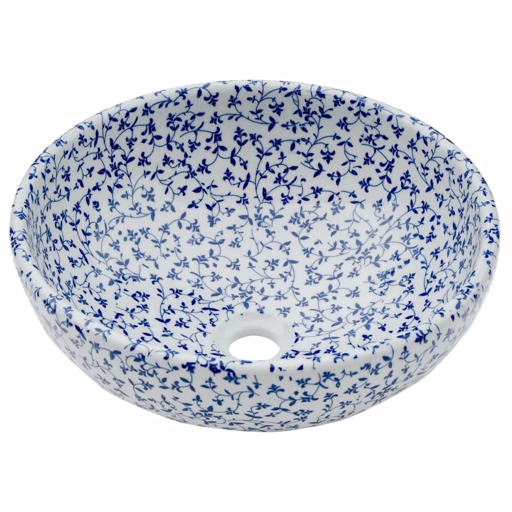Opzetwasbak rond Φ41x14 cm keramiek wit en blauw is nu te koop bij PeponiXL, paradijselijk wonen!