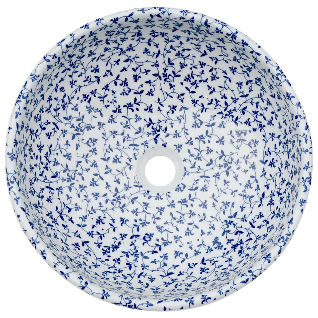 Opzetwasbak rond Φ41x14 cm keramiek wit en blauw is nu te koop bij PeponiXL, paradijselijk wonen!