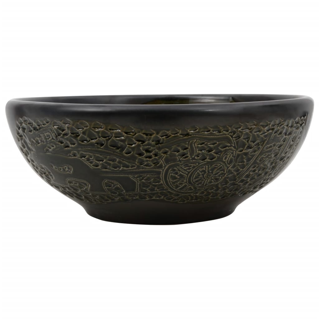 Opzetwasbak rond Φ41x14 cm keramiek zwart is nu te koop bij PeponiXL, paradijselijk wonen!