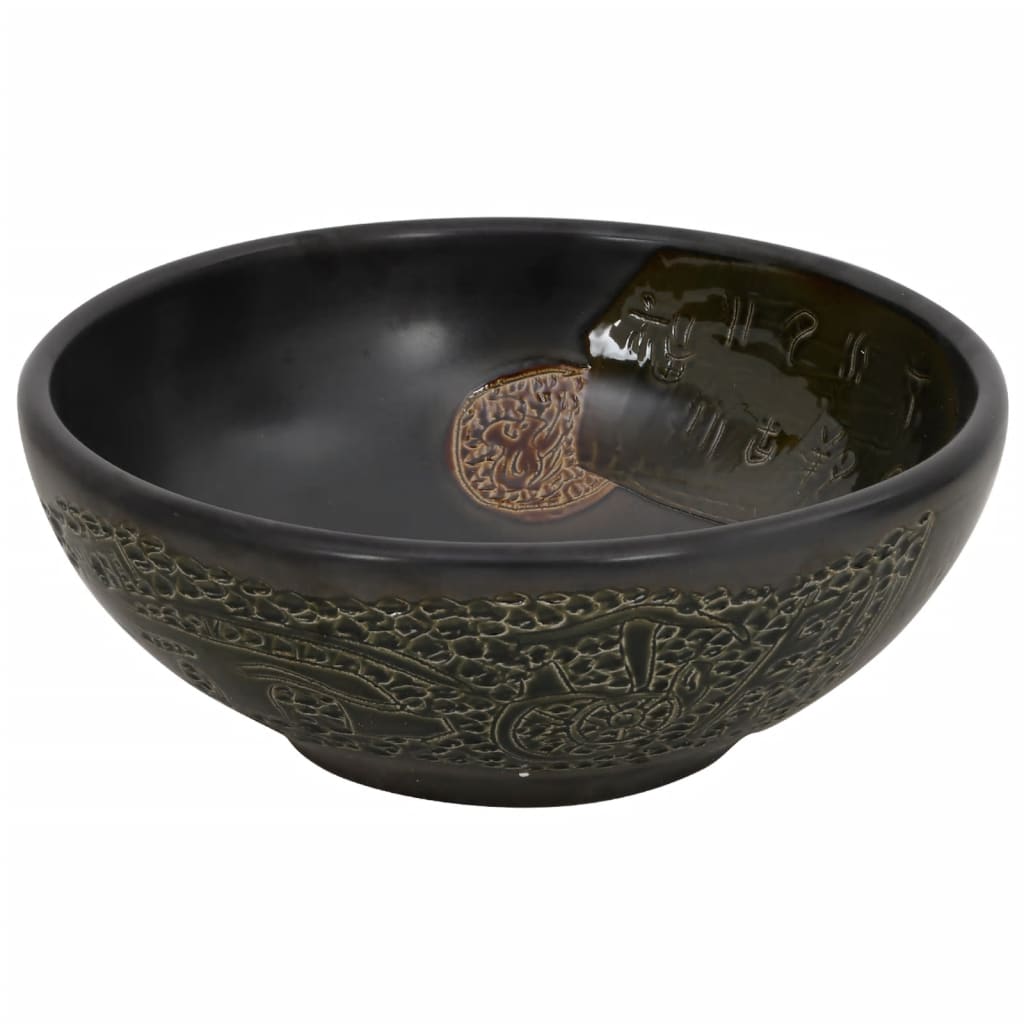 Opzetwasbak rond Φ41x14 cm keramiek zwart is nu te koop bij PeponiXL, paradijselijk wonen!