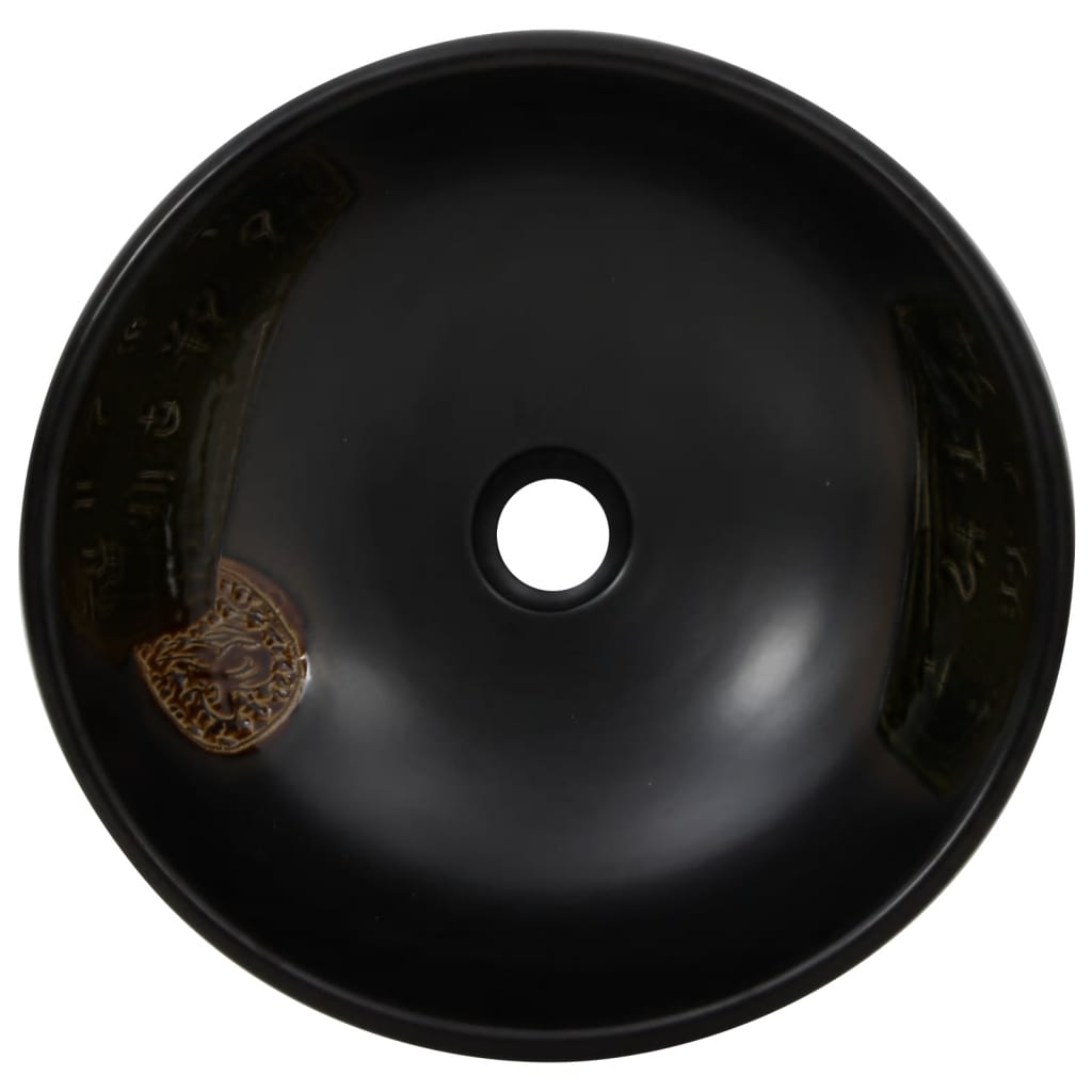 Opzetwasbak rond Φ41x14 cm keramiek zwart is nu te koop bij PeponiXL, paradijselijk wonen!