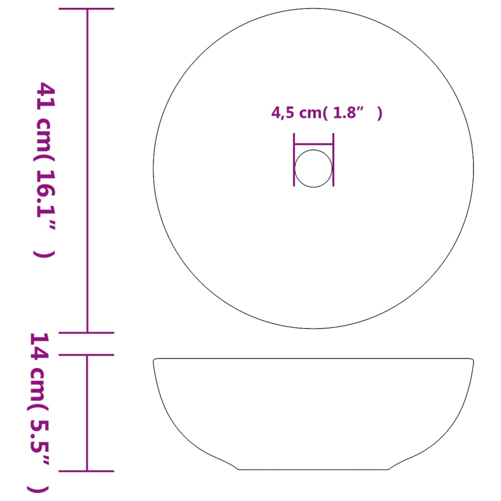 Opzetwasbak rond Φ41x14 cm keramiek grijs is nu te koop bij PeponiXL, paradijselijk wonen!