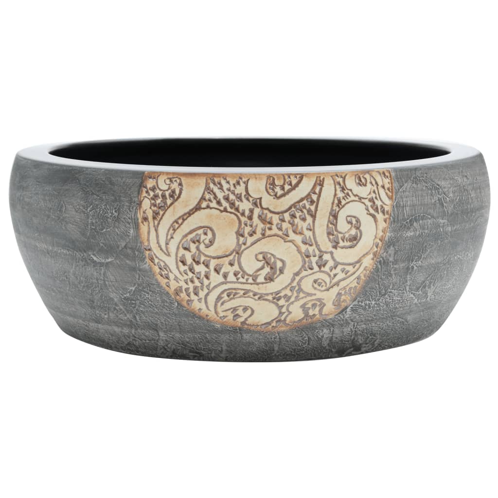 Opzetwasbak rond Φ41x14 cm keramiek zwart en bruin is nu te koop bij PeponiXL, paradijselijk wonen!