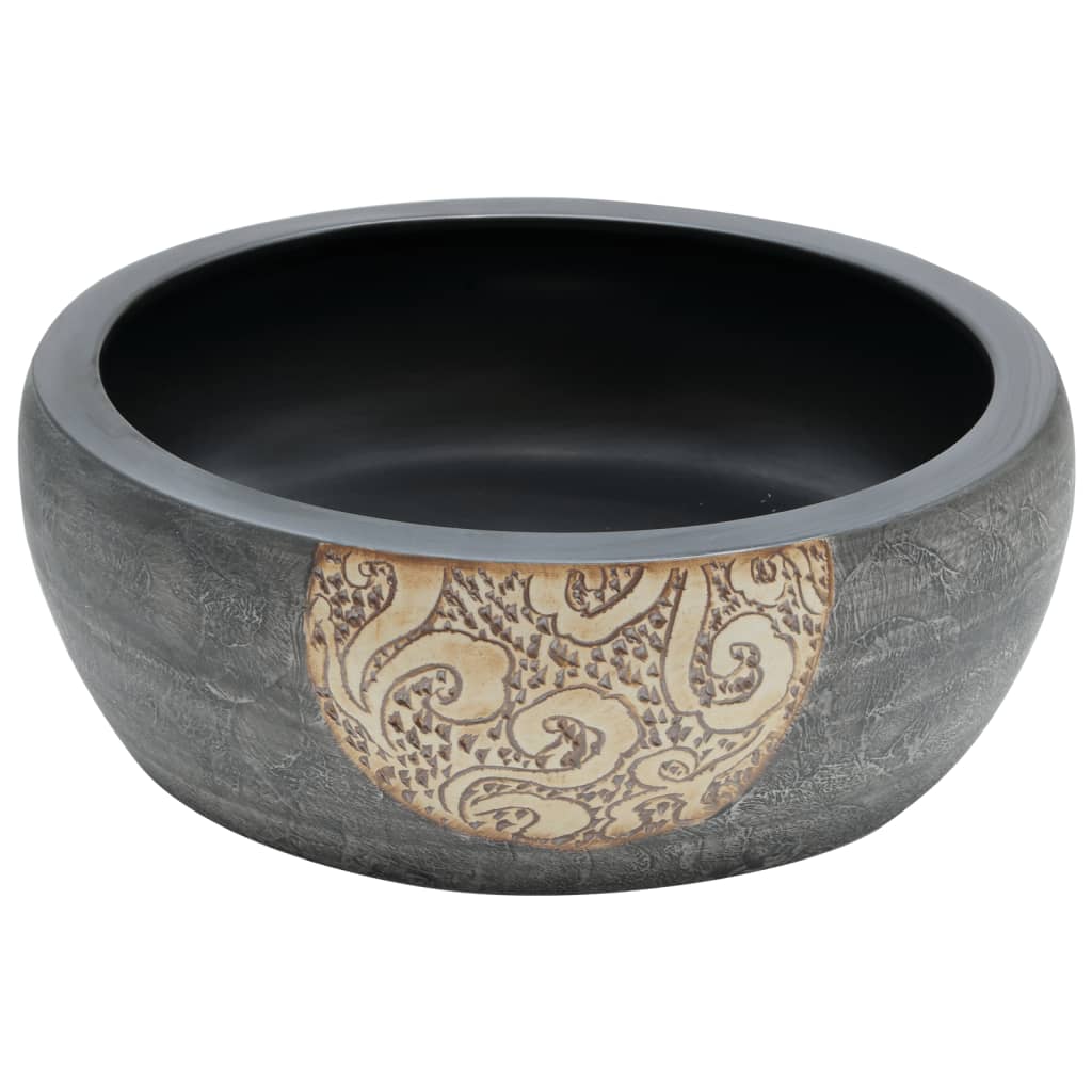 Opzetwasbak rond Φ41x14 cm keramiek zwart en bruin is nu te koop bij PeponiXL, paradijselijk wonen!
