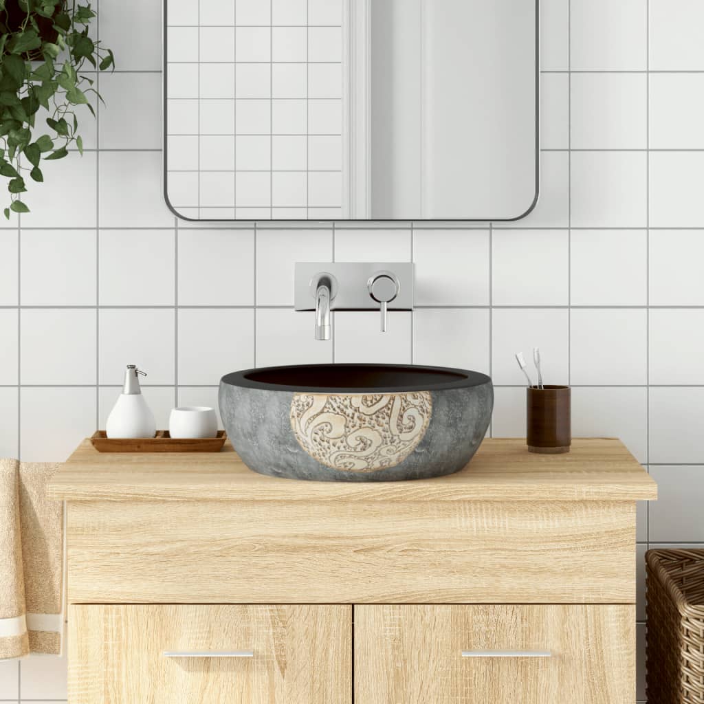 Opzetwasbak rond Φ41x14 cm keramiek zwart en bruin is nu te koop bij PeponiXL, paradijselijk wonen!