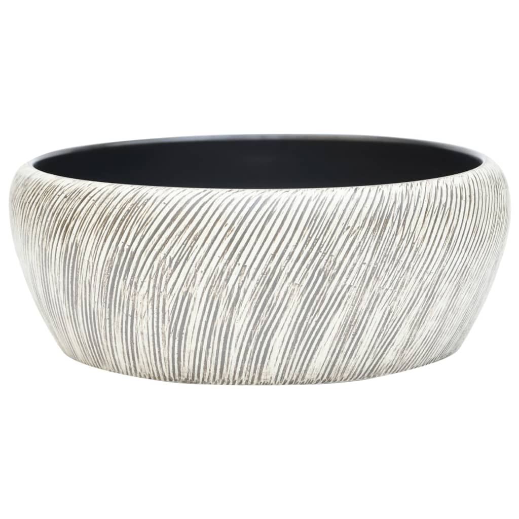 Opzetwasbak rond Φ41x14 cm keramiek zwart en grijs is nu te koop bij PeponiXL, paradijselijk wonen!