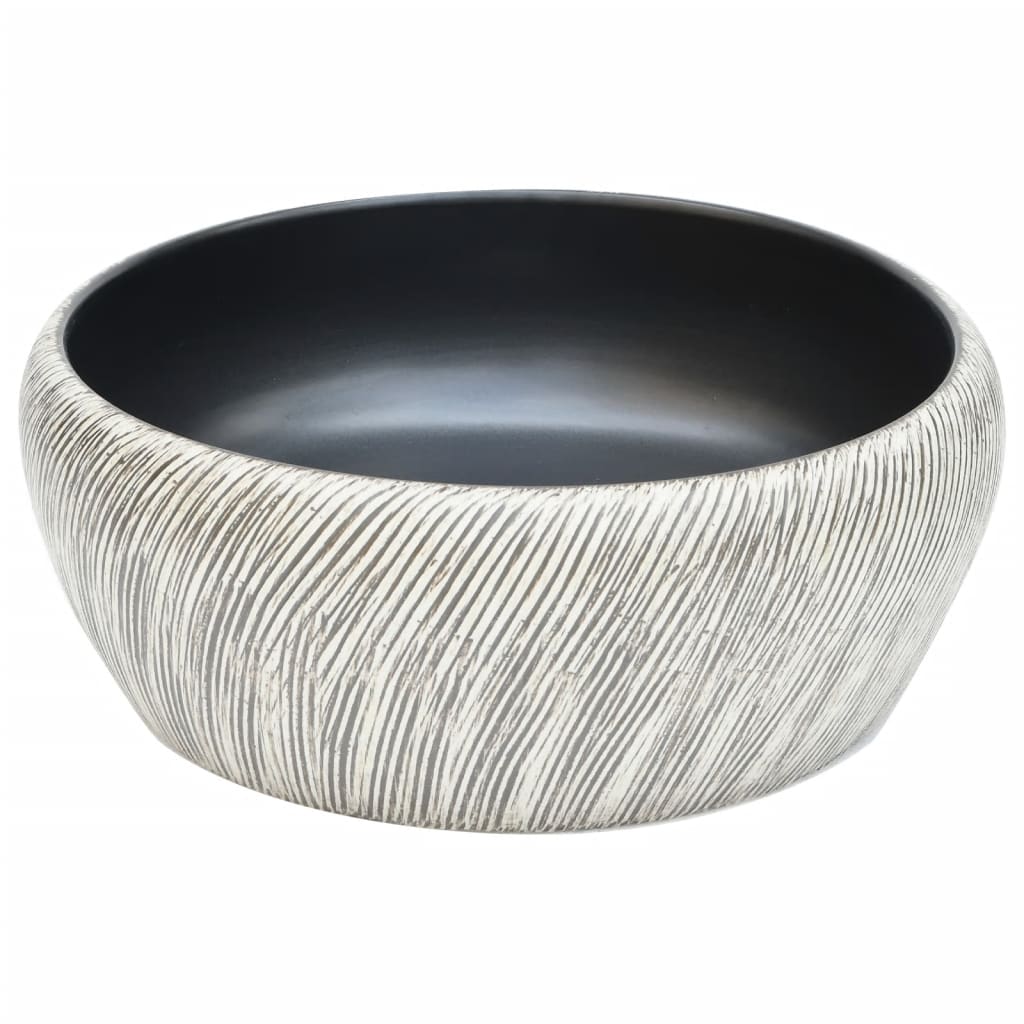 Opzetwasbak rond Φ41x14 cm keramiek zwart en grijs is nu te koop bij PeponiXL, paradijselijk wonen!