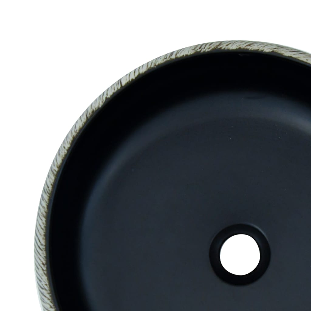 Opzetwasbak rond Φ41x14 cm keramiek zwart en grijs is nu te koop bij PeponiXL, paradijselijk wonen!