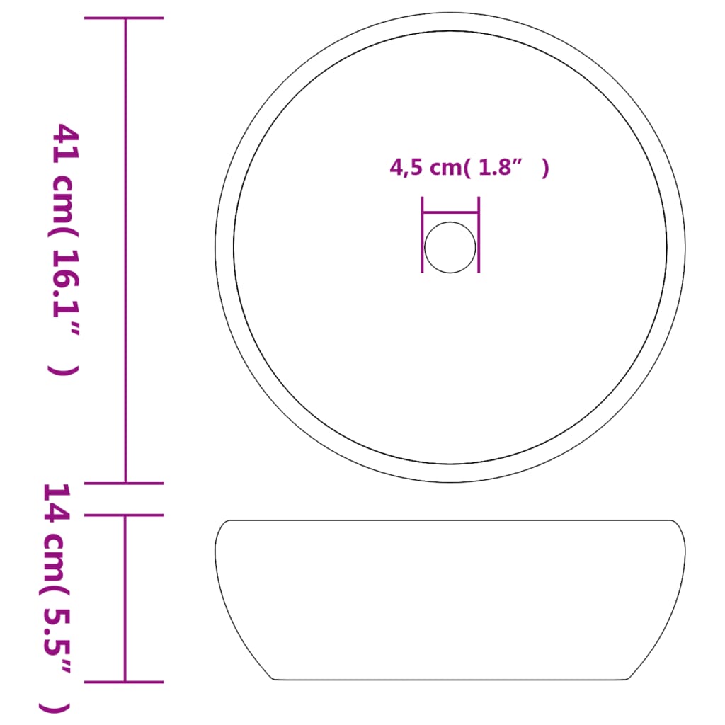 Opzetwasbak rond Φ41x14 cm keramiek zwart en grijs is nu te koop bij PeponiXL, paradijselijk wonen!