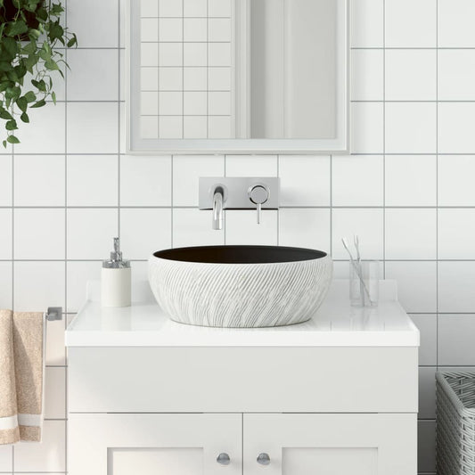 Opzetwasbak rond Φ41x14 cm keramiek zwart en grijs is nu te koop bij PeponiXL, paradijselijk wonen!