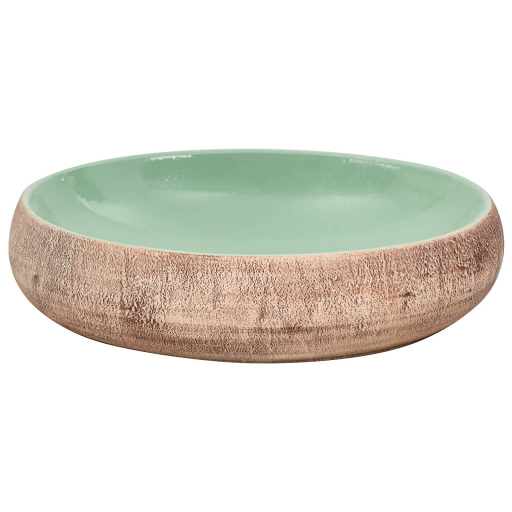 Opzetwasbak ovaal 59x40x15 cm keramiek groen en bruin is nu te koop bij PeponiXL, paradijselijk wonen!
