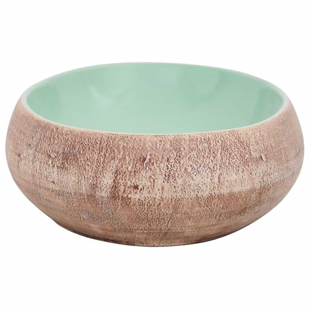 Opzetwasbak ovaal 59x40x15 cm keramiek groen en bruin is nu te koop bij PeponiXL, paradijselijk wonen!