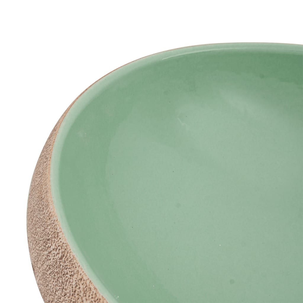 Opzetwasbak ovaal 59x40x15 cm keramiek groen en bruin is nu te koop bij PeponiXL, paradijselijk wonen!