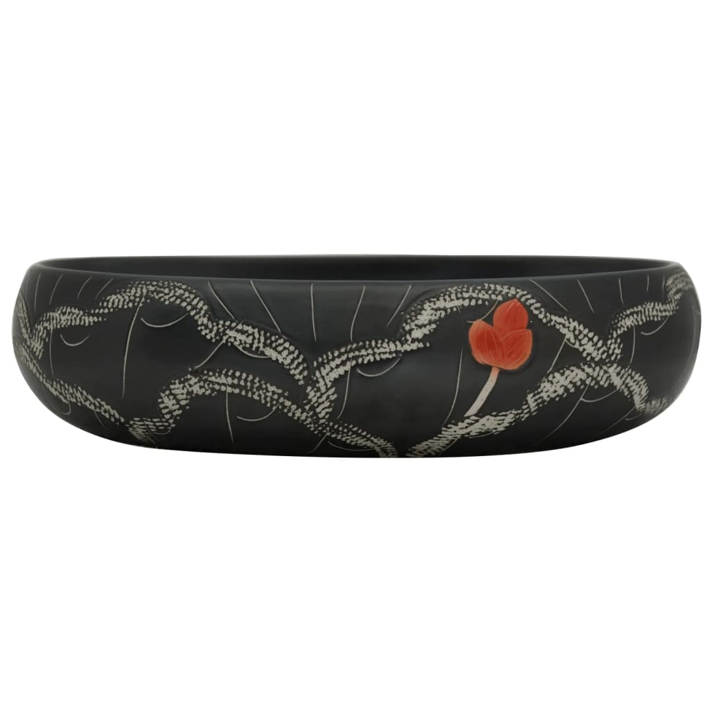 Opzetwasbak ovaal 59x40x15 cm keramiek zwart is nu te koop bij PeponiXL, paradijselijk wonen!