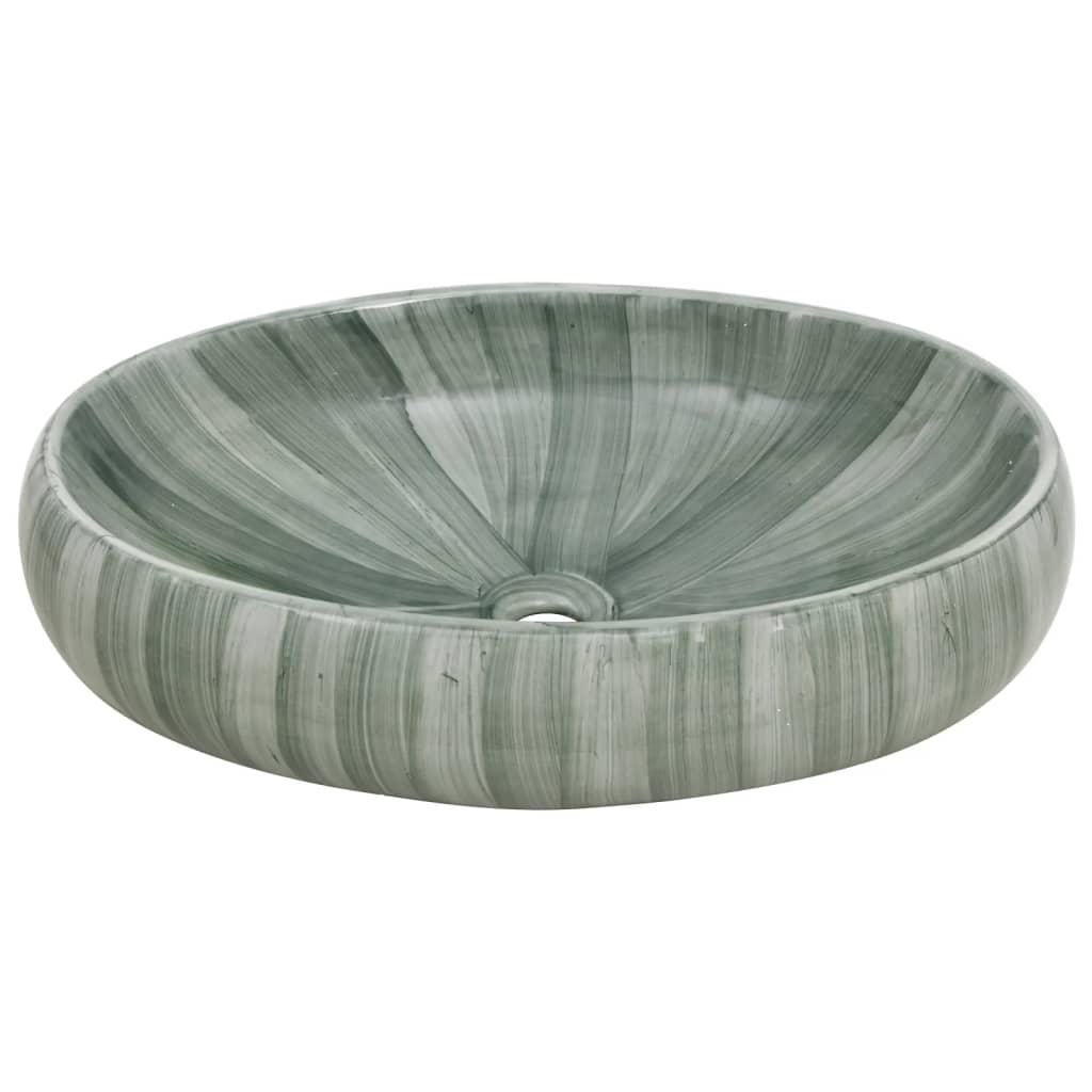 Opzetwasbak ovaal 59x40x15 cm keramiek groen is nu te koop bij PeponiXL, paradijselijk wonen!