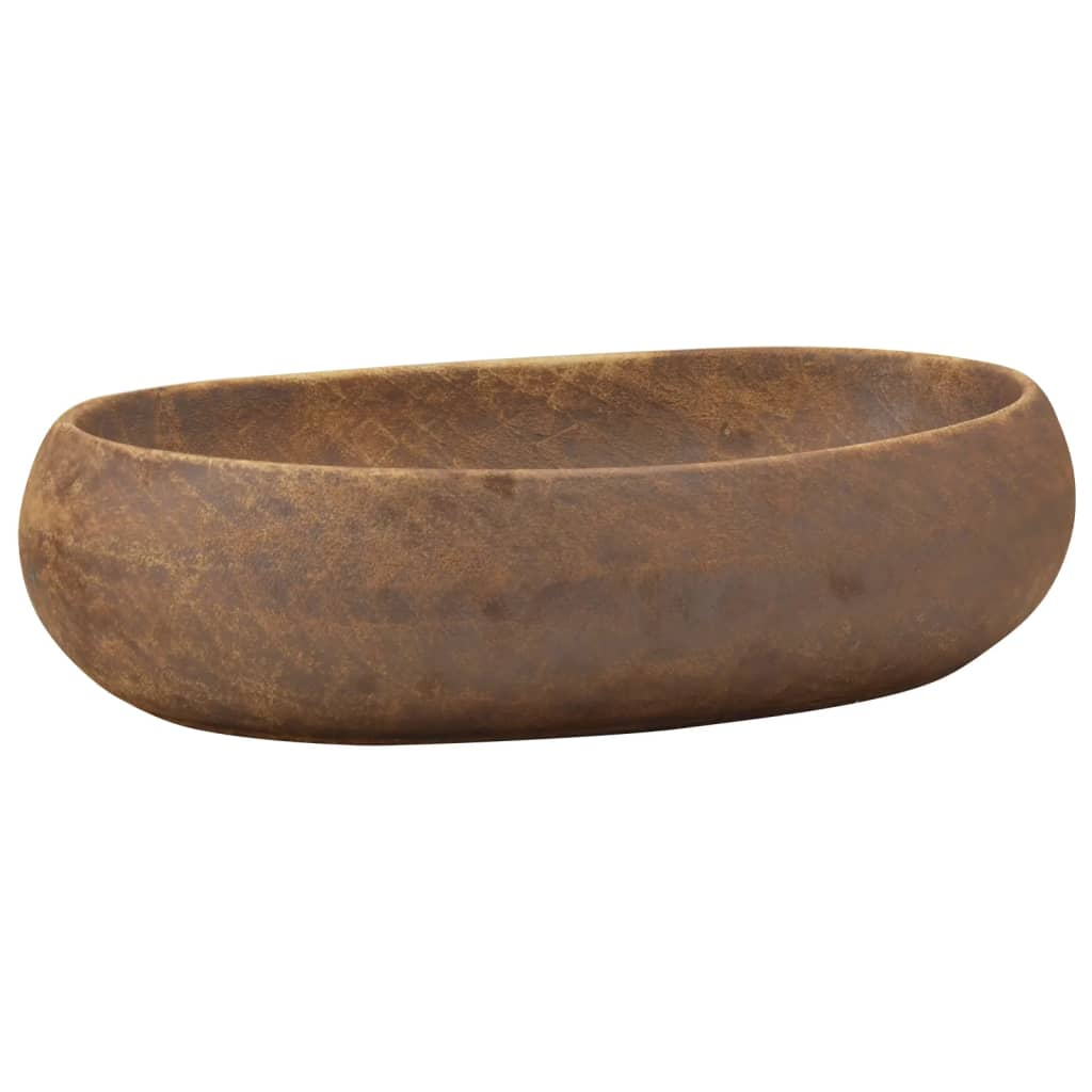 Opzetwasbak ovaal 59x40x15 cm keramiek bruin is nu te koop bij PeponiXL, paradijselijk wonen!