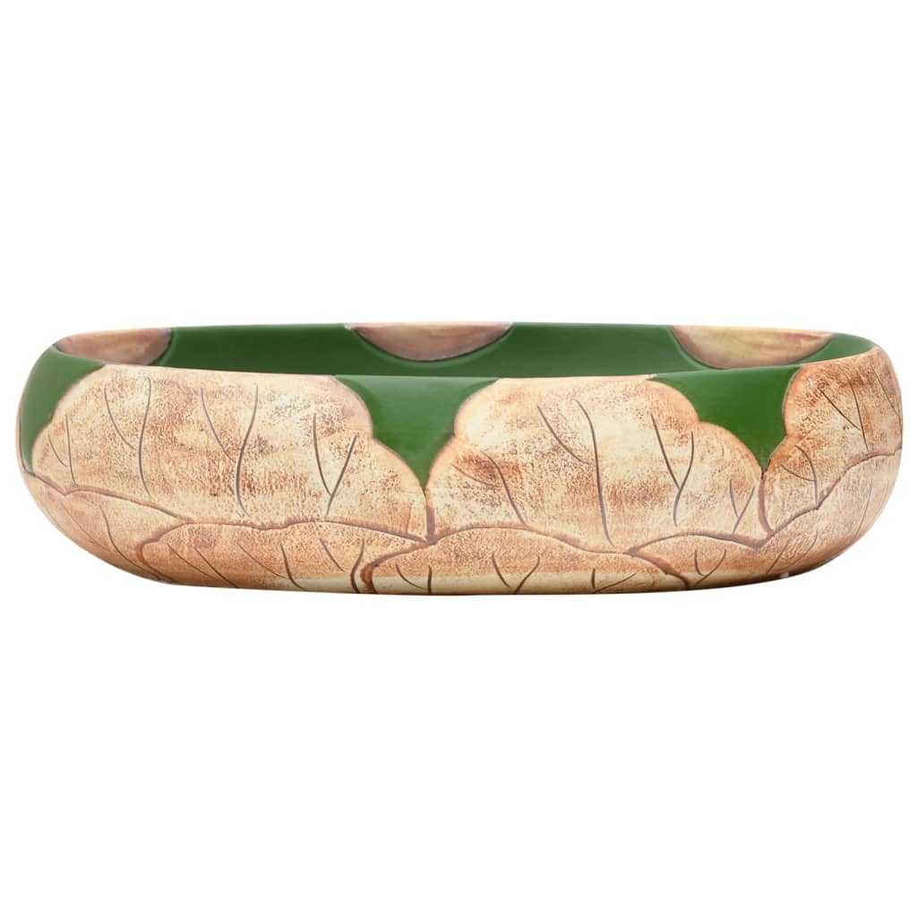 Opzetwasbak ovaal 59x40x15 cm keramiek groen en bruin is nu te koop bij PeponiXL, paradijselijk wonen!