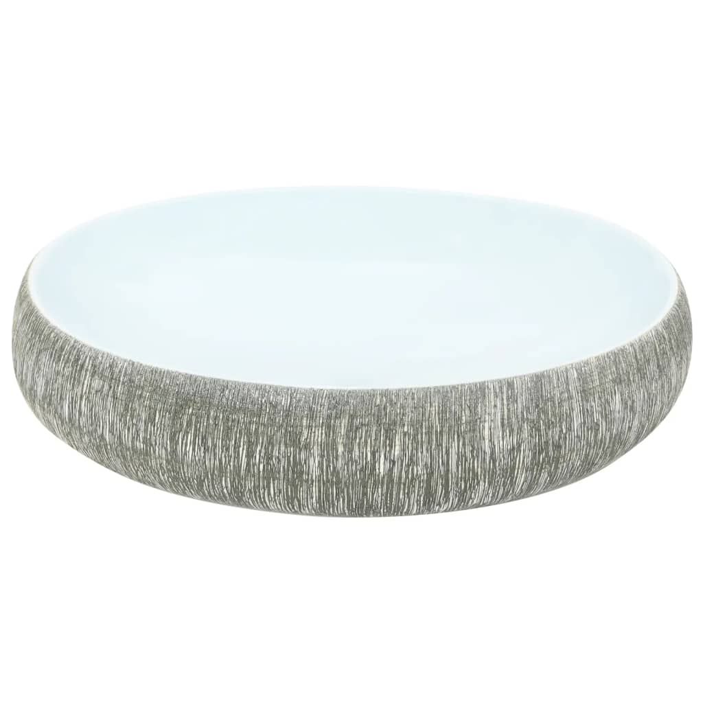 Opzetwasbak ovaal 59x40x15 cm keramiek grijs en blauw is nu te koop bij PeponiXL, paradijselijk wonen!