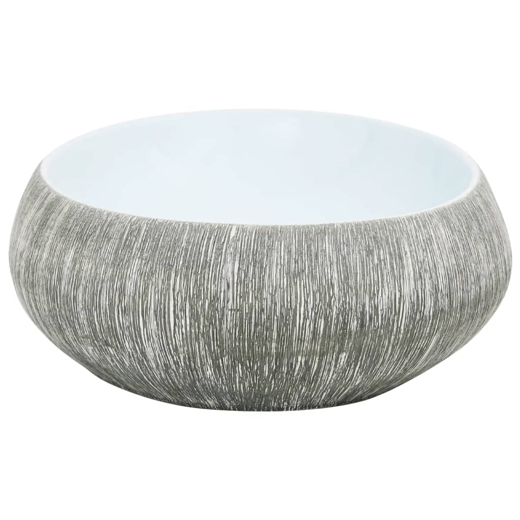 Opzetwasbak ovaal 59x40x15 cm keramiek grijs en blauw is nu te koop bij PeponiXL, paradijselijk wonen!