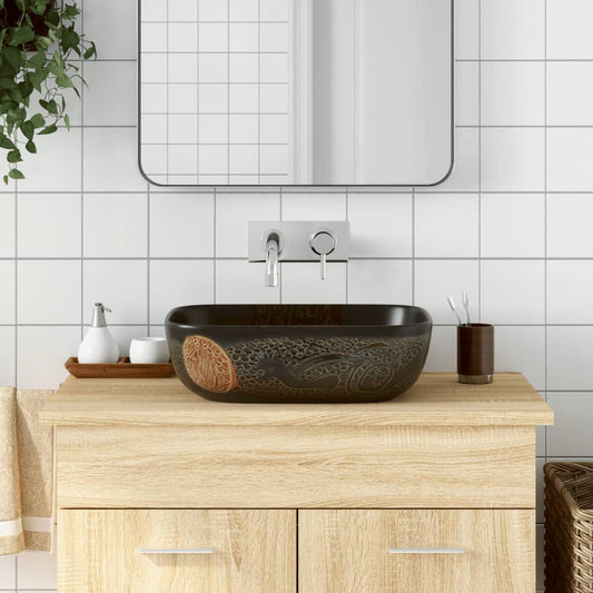 Opzetwasbak rechthoekig 48x37,5x13,5 cm keramiek zwart is nu te koop bij PeponiXL, paradijselijk wonen!