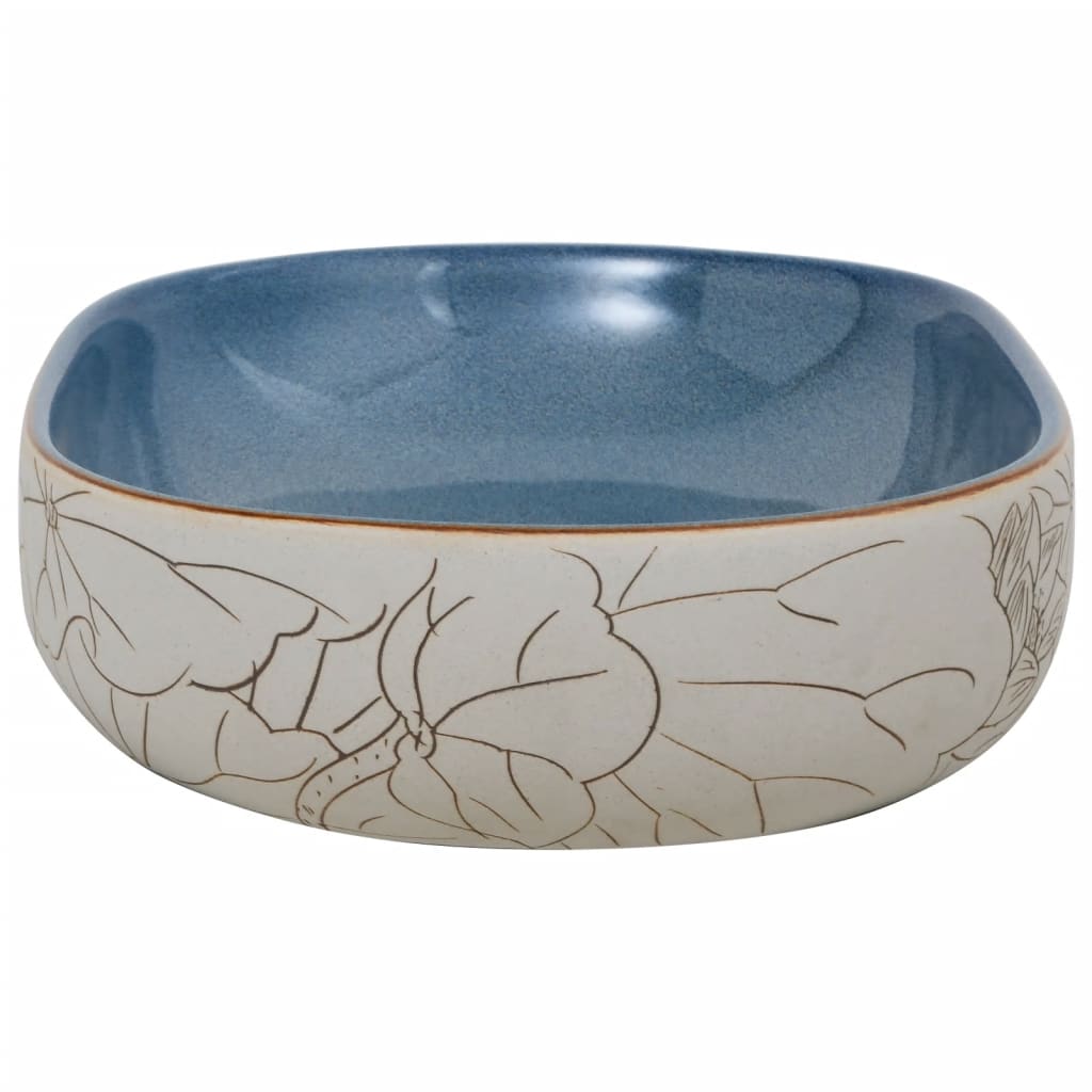 Opzetwasbak ovaal 59x40x14 cm keramiek zandkleurig en blauw is nu te koop bij PeponiXL, paradijselijk wonen!