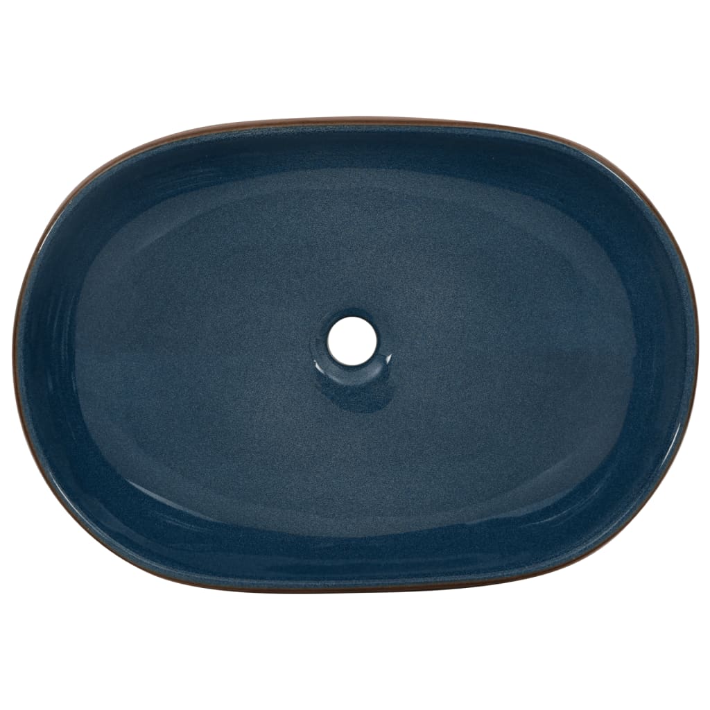 Opzetwasbak ovaal 59x40x14 cm keramiek bruin en blauw is nu te koop bij PeponiXL, paradijselijk wonen!