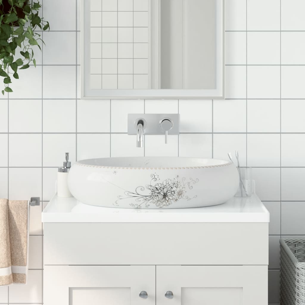 Opzetwasbak ovaal 59x40x15 cm keramiek wit is nu te koop bij PeponiXL, paradijselijk wonen!