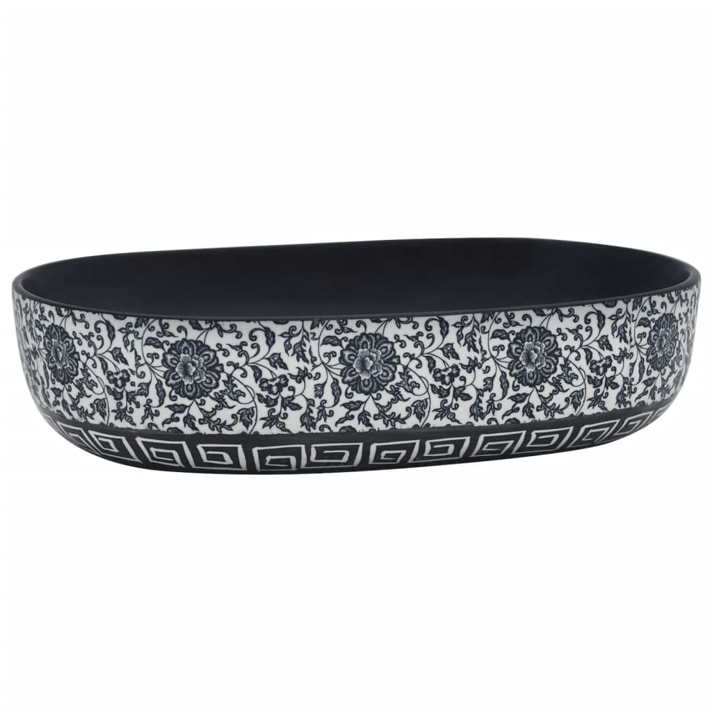 Opzetwasbak ovaal 59x40x14 cm keramiek zwart en blauw is nu te koop bij PeponiXL, paradijselijk wonen!