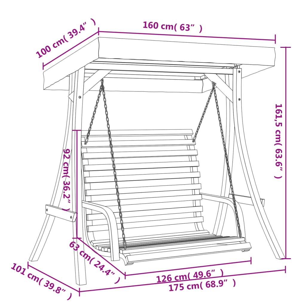 Schommelbank met luifel vurenhout met teak afwerking is nu te koop bij PeponiXL, paradijselijk wonen!