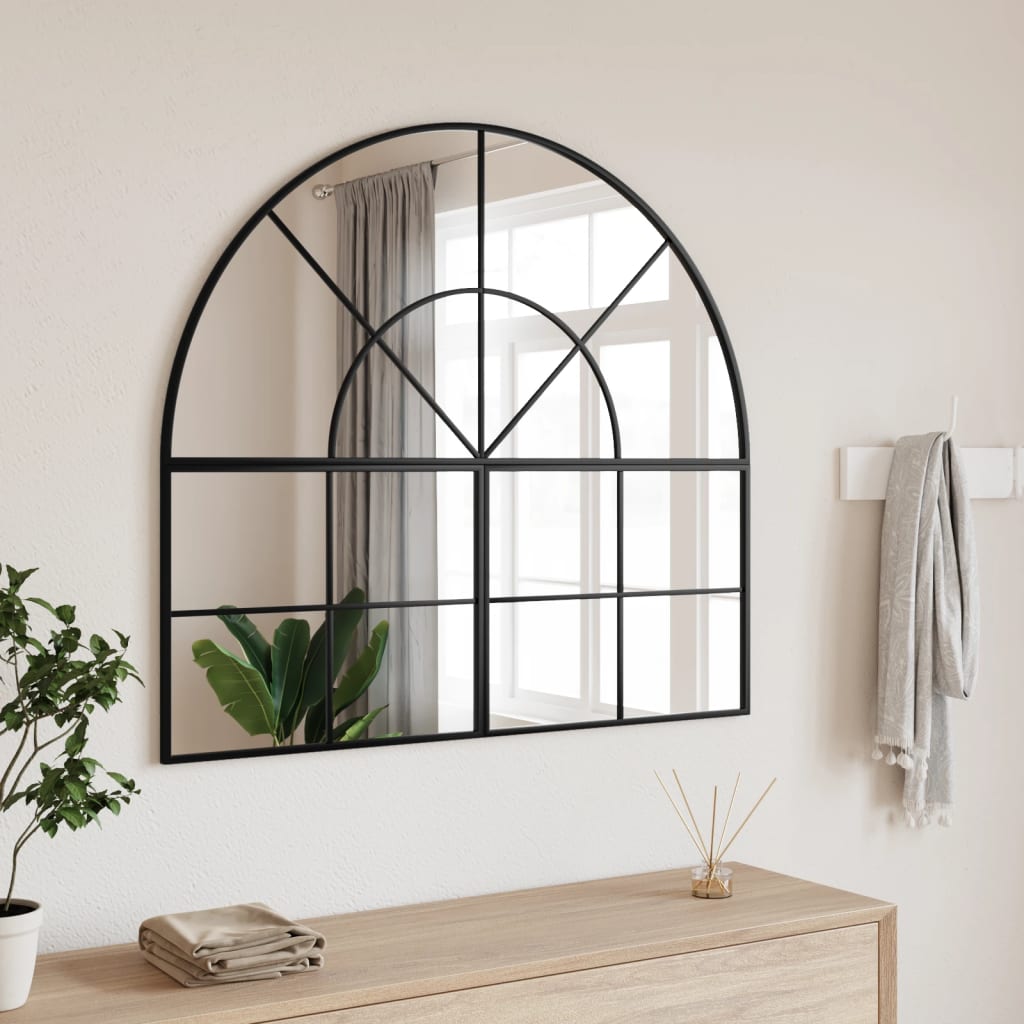 Wandspiegel boog 100x90 cm ijzer zwart is nu te koop bij PeponiXL, paradijselijk wonen!