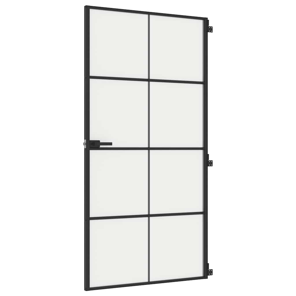 Binnendeur smal 102,5x201,5 cm gehard glas en aluminium zwart is nu te koop bij PeponiXL, paradijselijk wonen!