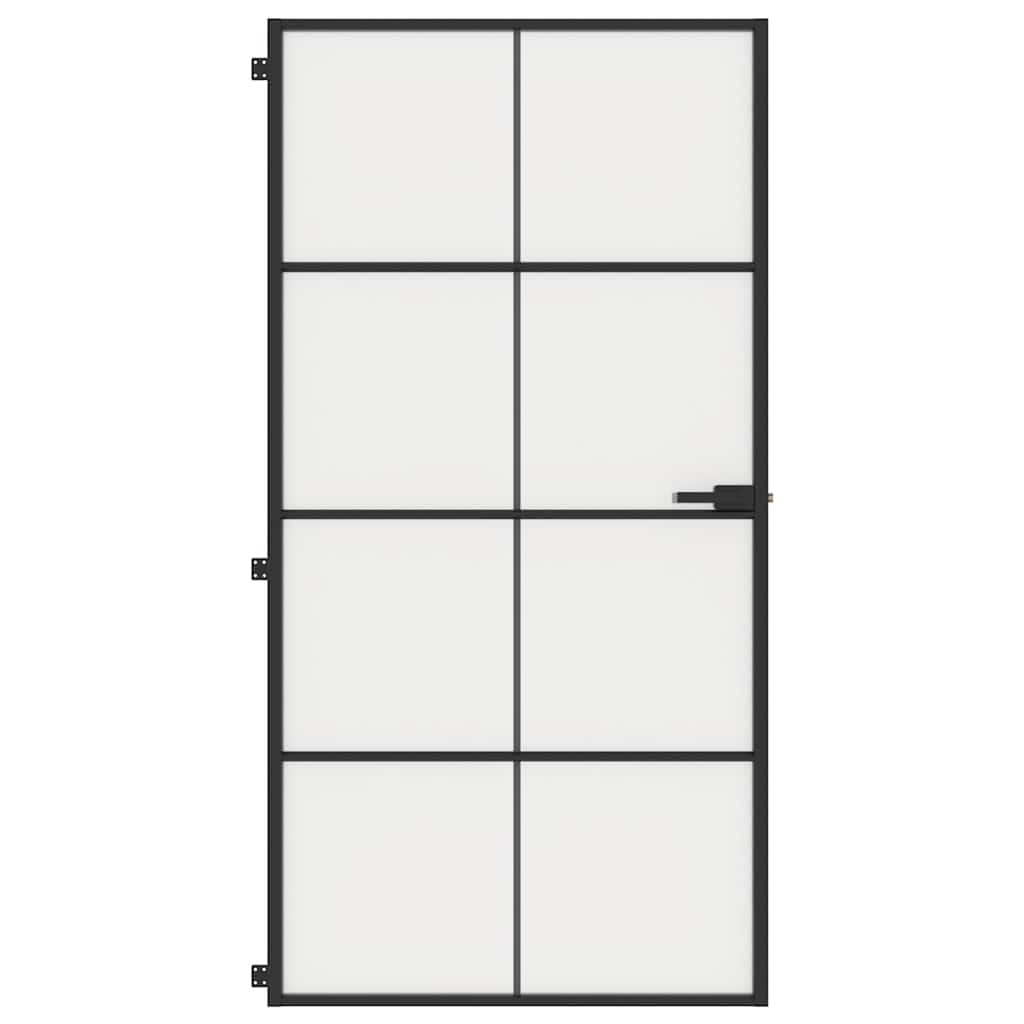 Binnendeur smal 102,5x201,5 cm gehard glas en aluminium zwart is nu te koop bij PeponiXL, paradijselijk wonen!