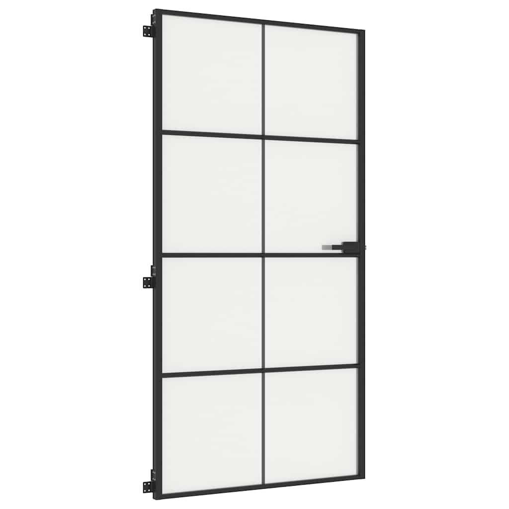 Binnendeur smal 102,5x201,5 cm gehard glas en aluminium zwart is nu te koop bij PeponiXL, paradijselijk wonen!