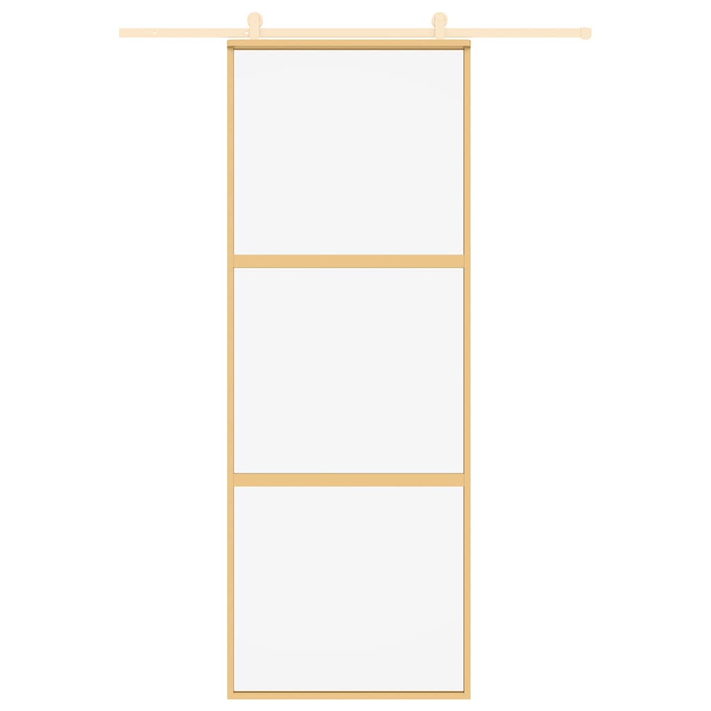 Schuifdeur 76x205 cm helder ESG-glas en aluminium goudkleurig is nu te koop bij PeponiXL, paradijselijk wonen!