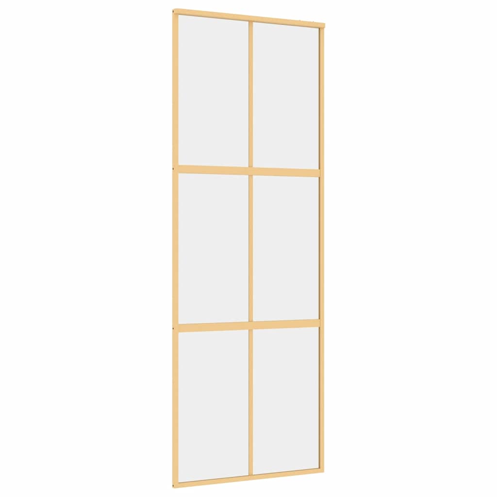 Schuifdeur 76x205 cm helder ESG-glas en aluminium goudkleurig is nu te koop bij PeponiXL, paradijselijk wonen!