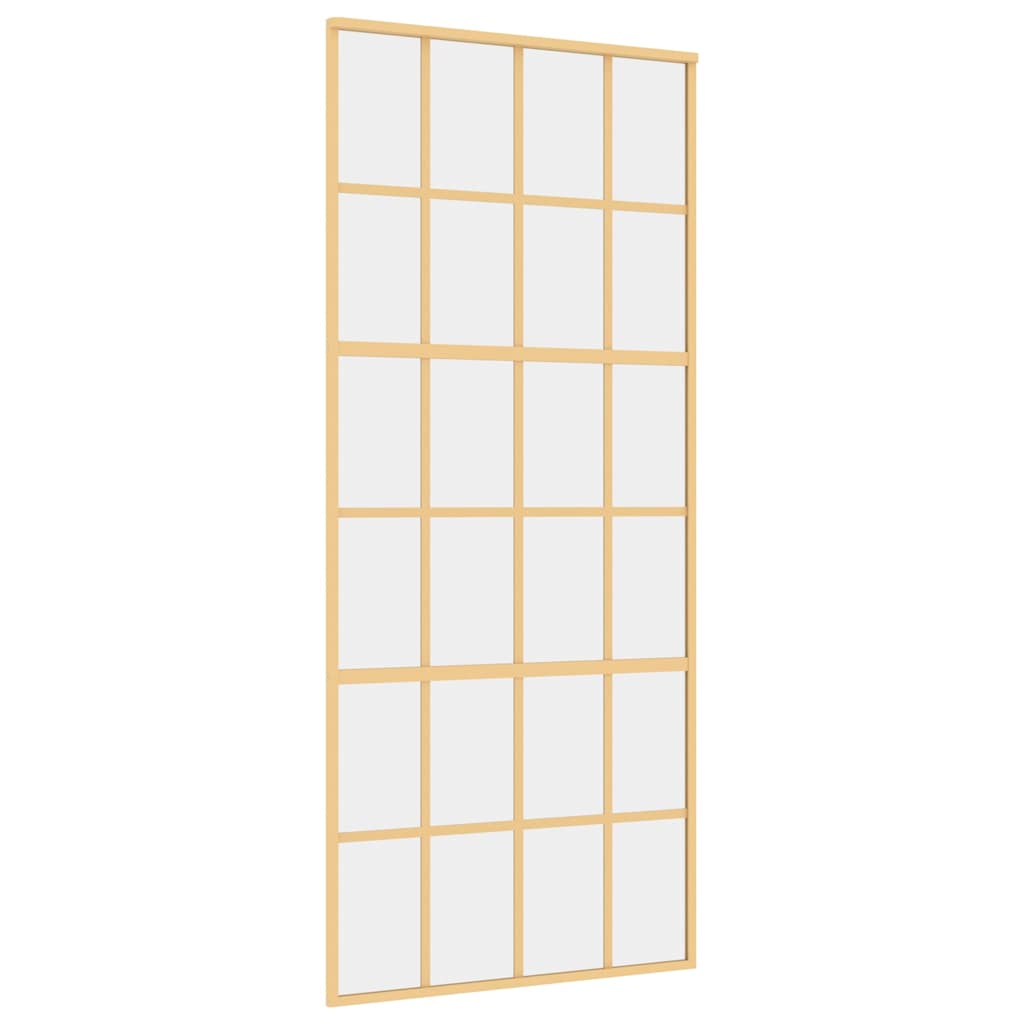 Schuifdeur 90x205 cm helder ESG-glas en aluminium goudkleurig is nu te koop bij PeponiXL, paradijselijk wonen!