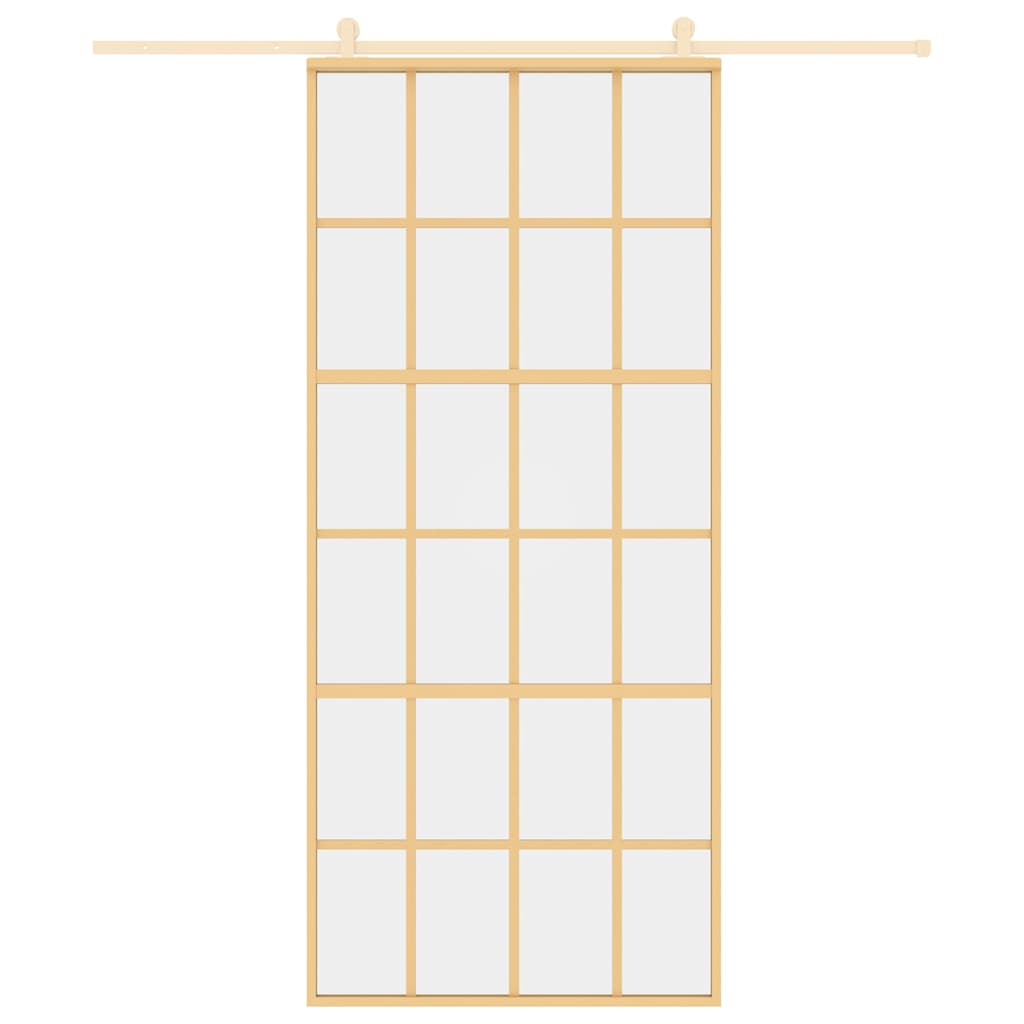Schuifdeur 90x205 cm helder ESG-glas en aluminium goudkleurig is nu te koop bij PeponiXL, paradijselijk wonen!