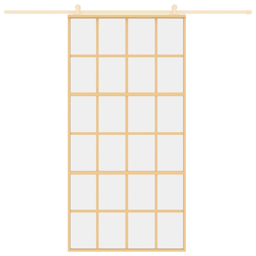 Schuifdeur 102,5x205 cm helder ESG-glas en aluminium goudkleur is nu te koop bij PeponiXL, paradijselijk wonen!