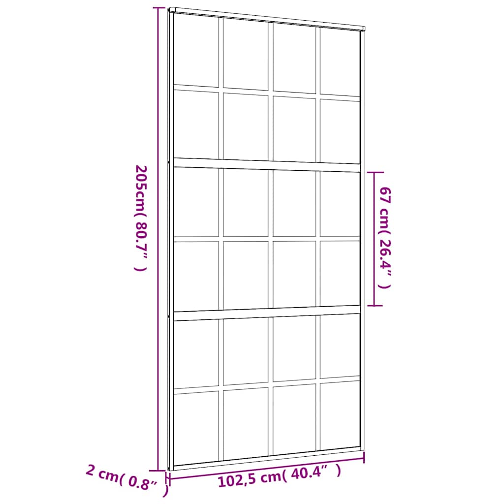 Schuifdeur 102,5x205 cm helder ESG-glas en aluminium goudkleur is nu te koop bij PeponiXL, paradijselijk wonen!