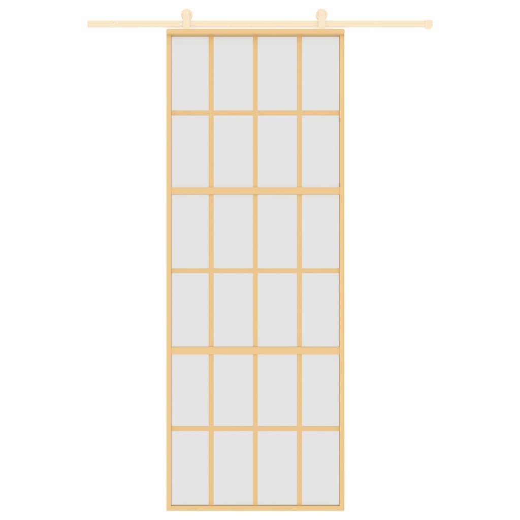 Schuifdeur 76x205 cm mat ESG-glas en aluminium goudkleurig is nu te koop bij PeponiXL, paradijselijk wonen!