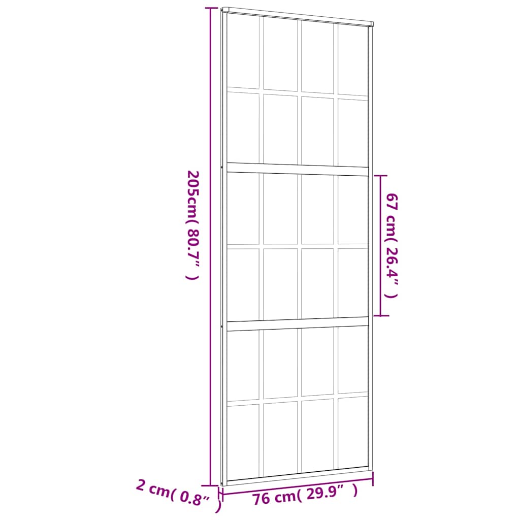 Schuifdeur 76x205 cm mat ESG-glas en aluminium goudkleurig is nu te koop bij PeponiXL, paradijselijk wonen!